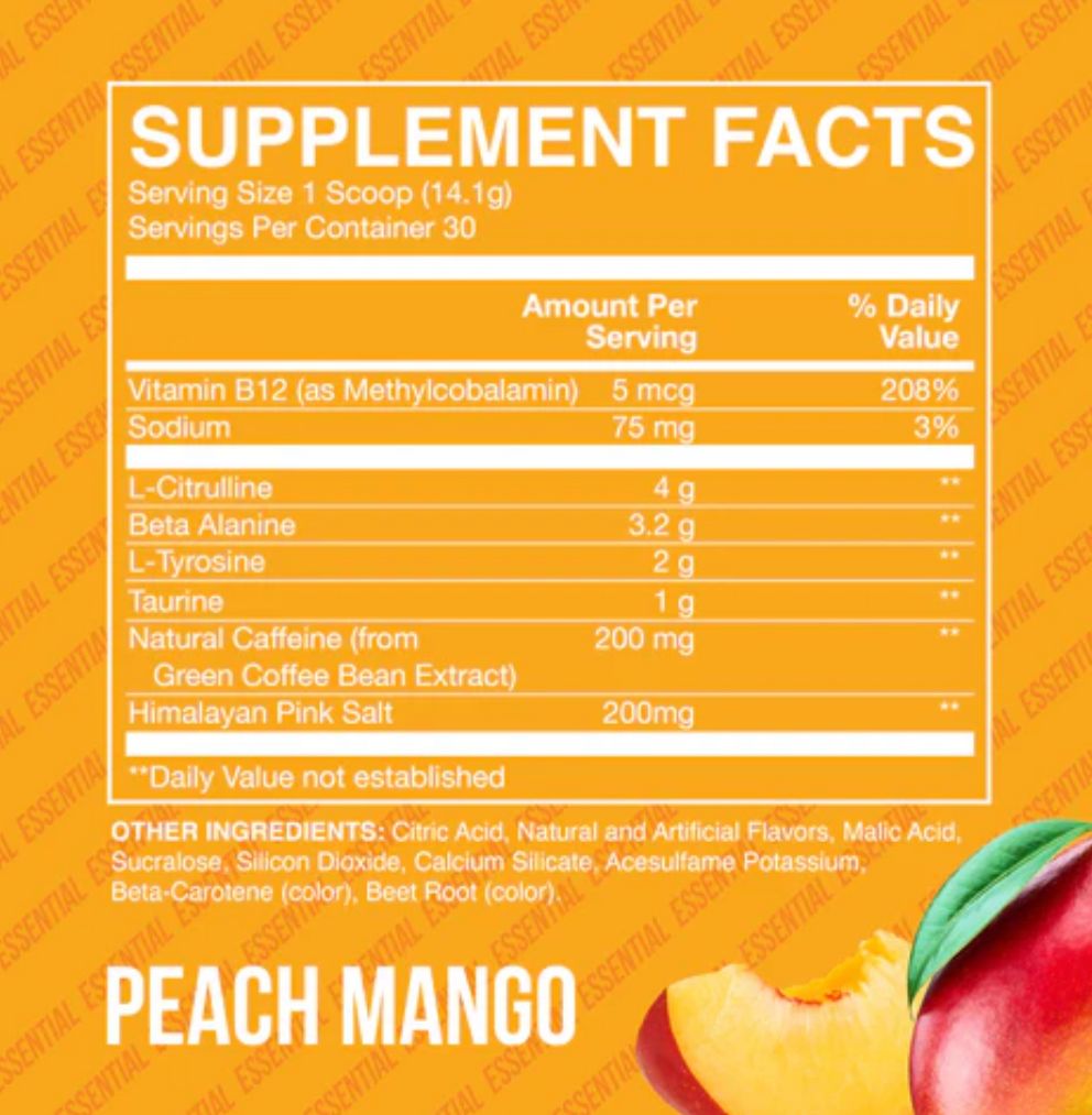 RAW CBUM ESSENTIAL PRE WORKOUT, 30 servicios