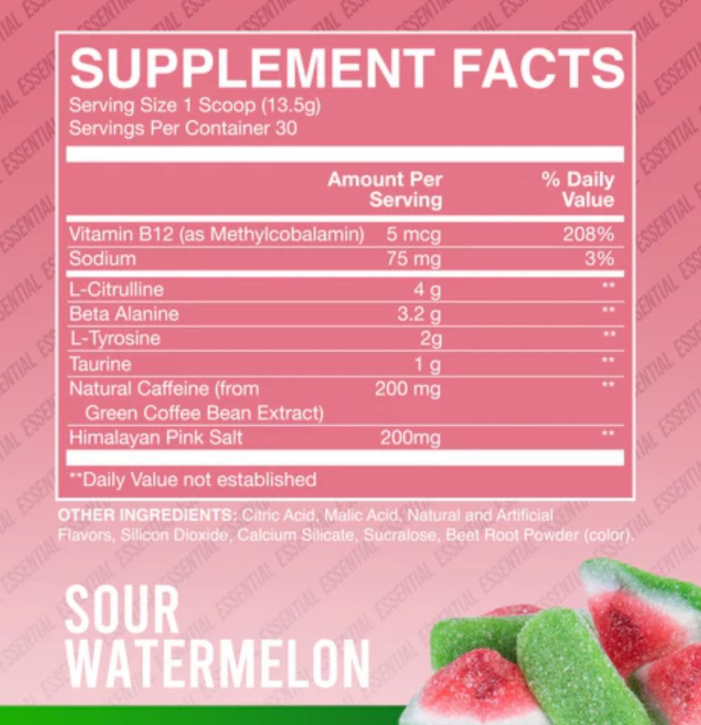 RAW CBUM ESSENTIAL PRE WORKOUT, 30 servicios