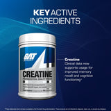 Creatina Monohidratada GAT 300g, 60 servicios.