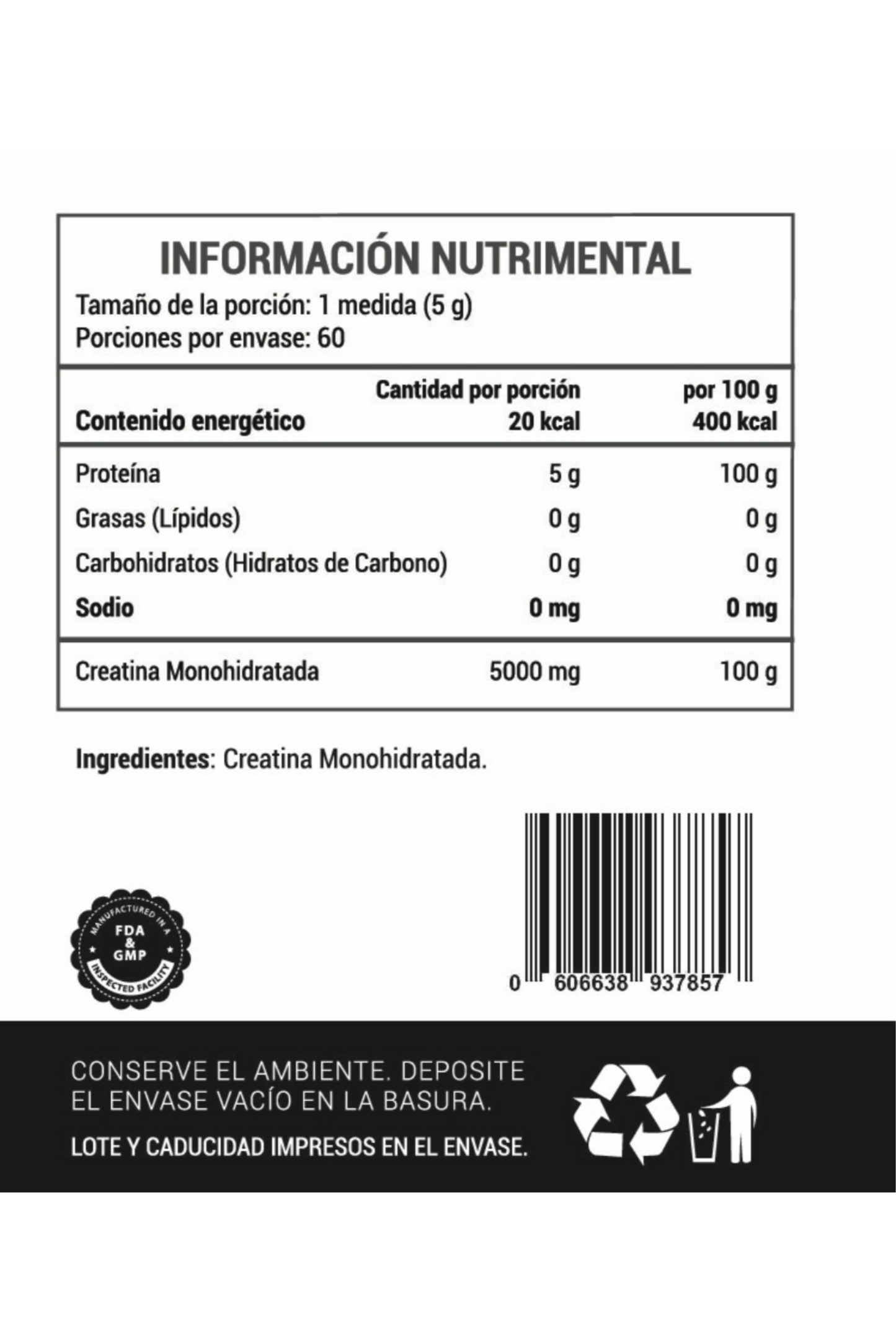 FULL CREATINE, Creatina Monohidrato